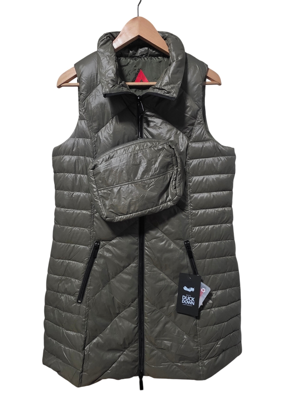 My Anorak Army Green Lightweight Packable Vest Duck Down NWT Size M